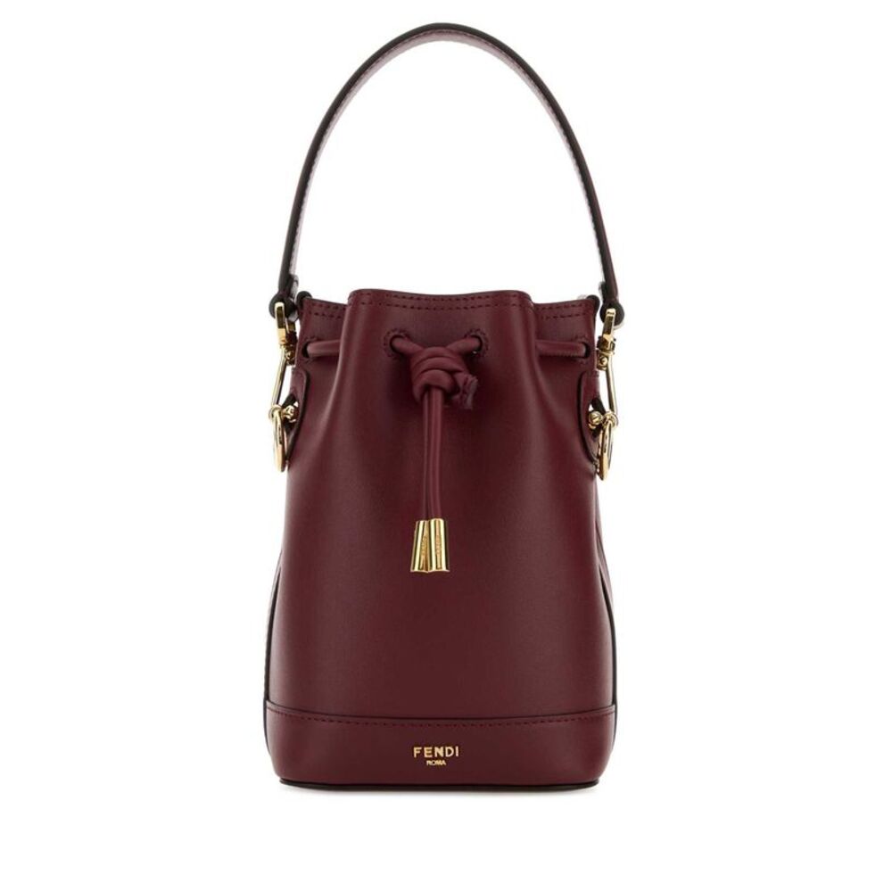 Fendi Women Burgundy Leather Mon Tresor Bucket Bag